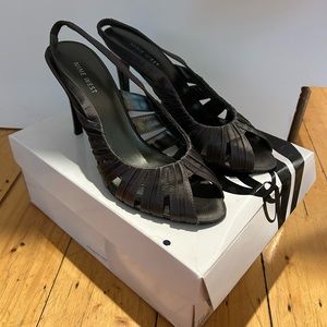 Nine West RevengeZ Dark Gray Satin Heels Women’s Size 7.5